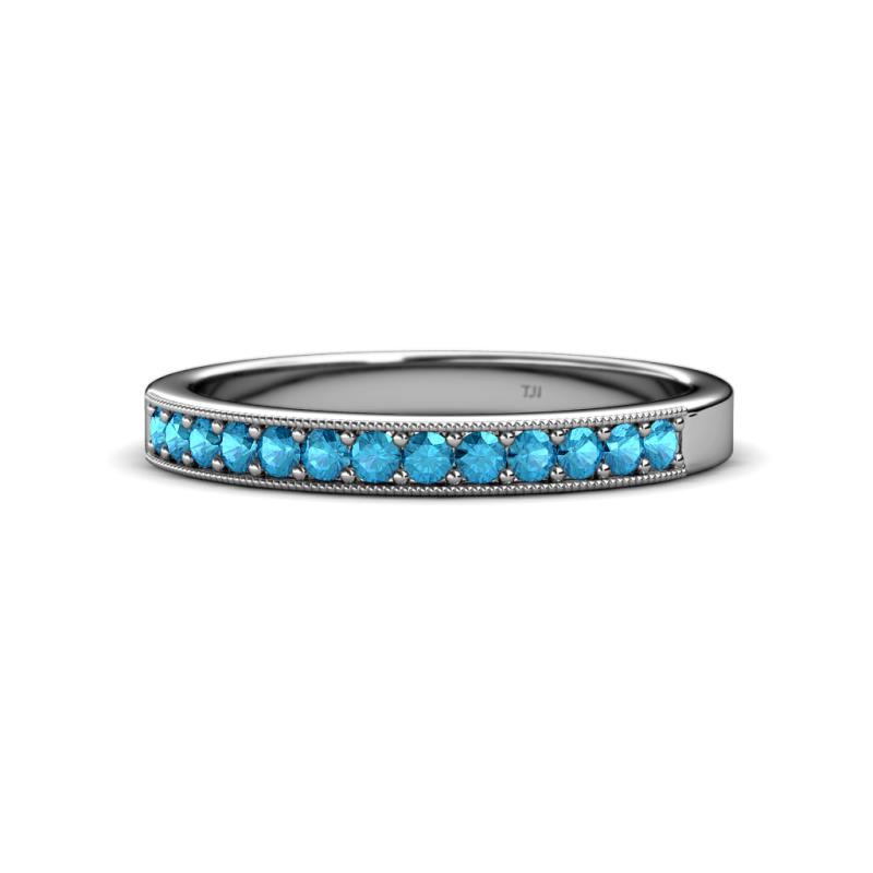Janice 2.00 mm Round London Blue Topaz 13 Stone Wedding Band 