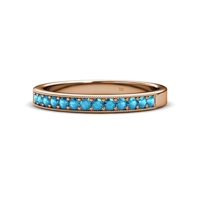 Janice 2.00 mm Round London Blue Topaz 13 Stone Wedding Band 