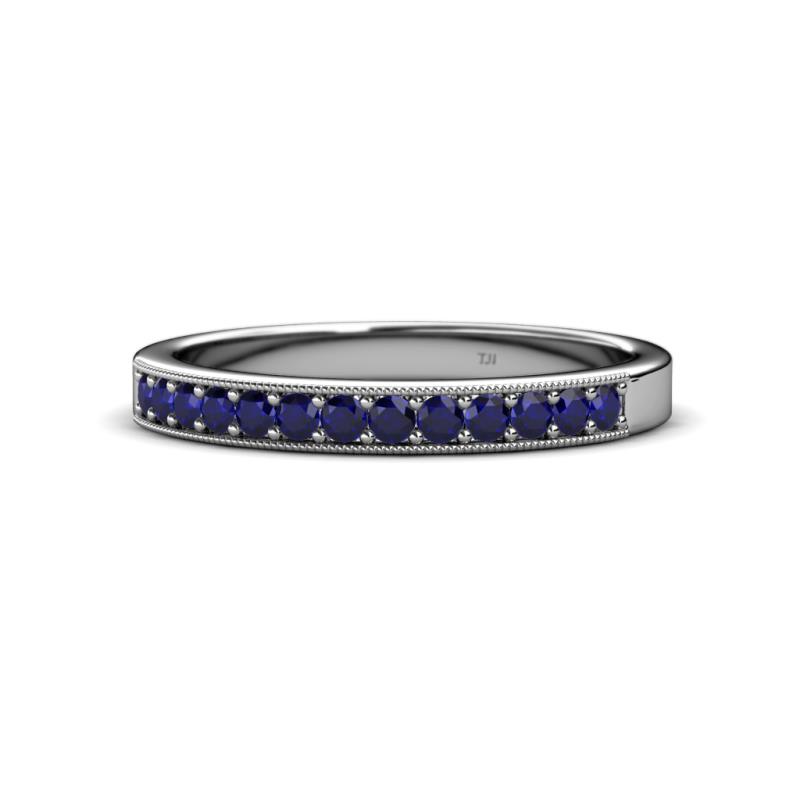 Janice 2.00 mm Round Blue Sapphire 13 Stone Wedding Band 