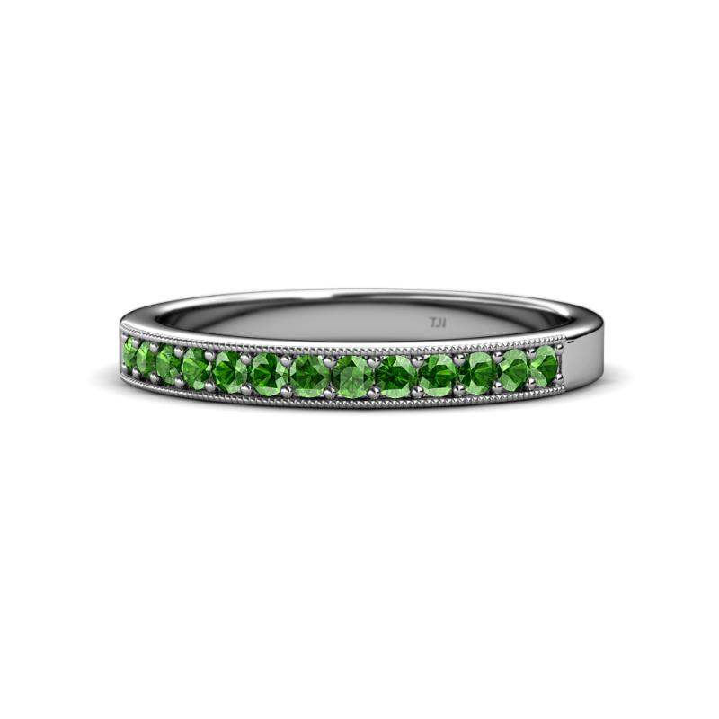 Janice 2.00 mm Round Green Garnet 13 Stone Wedding Band 