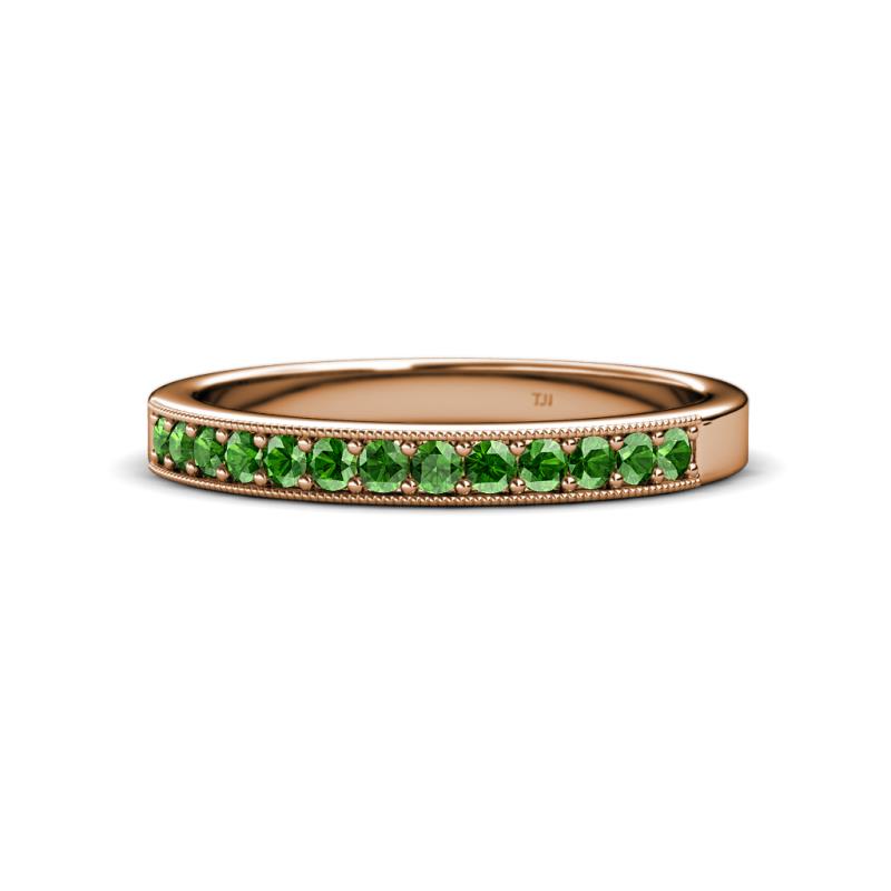 Janice 2.00 mm Round Green Garnet 13 Stone Wedding Band 