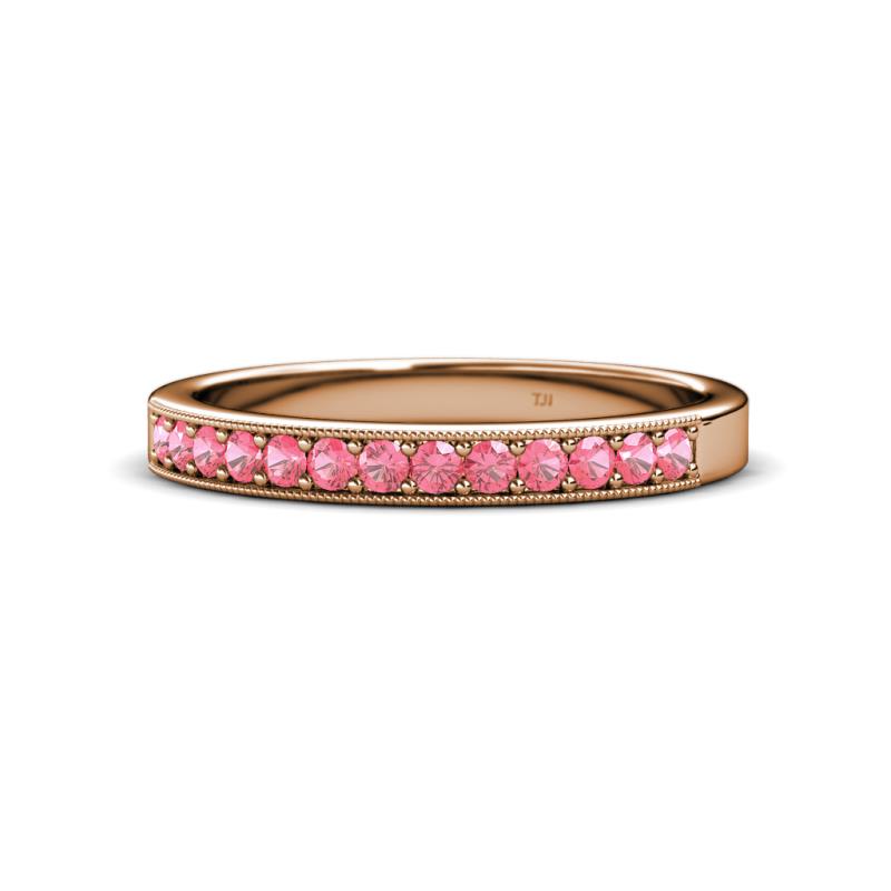 Janice 2.00 mm Round Pink Tourmaline 13 Stone Wedding Band 