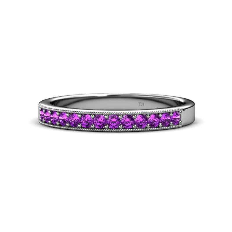Janice 2.00 mm Round Amethyst 13 Stone Wedding Band 