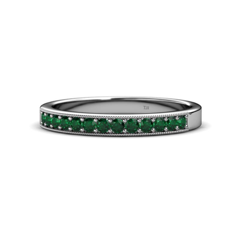 Janice 2.00 mm Round Emerald 13 Stone Wedding Band 