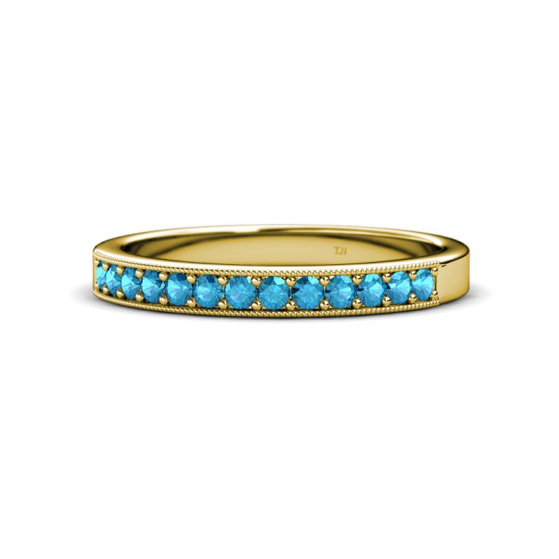 Janice 2.00 mm Round London Blue Topaz 13 Stone Wedding Band 