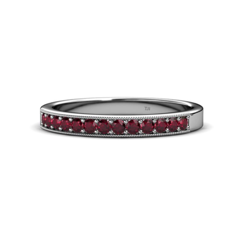Janice 2.00 mm Round Ruby 13 Stone Wedding Band 