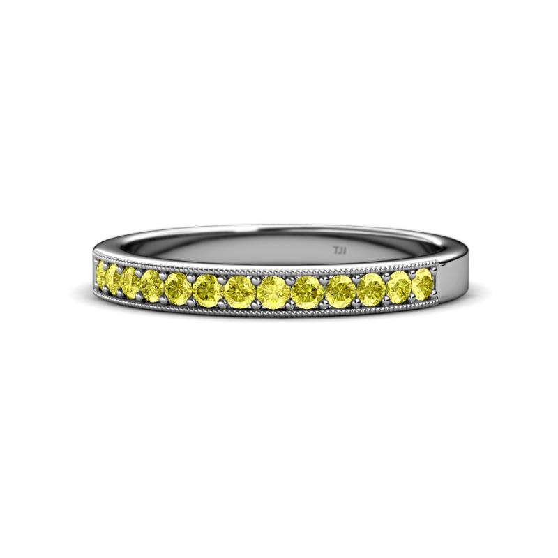 Janice 2.00 mm Round Yellow Diamond 13 Stone Wedding Band 