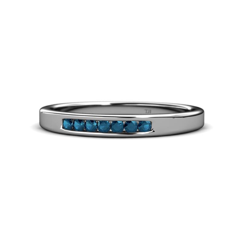 Kathiryn 2.00 mm Blue Diamond 7 Stone Wedding Band 