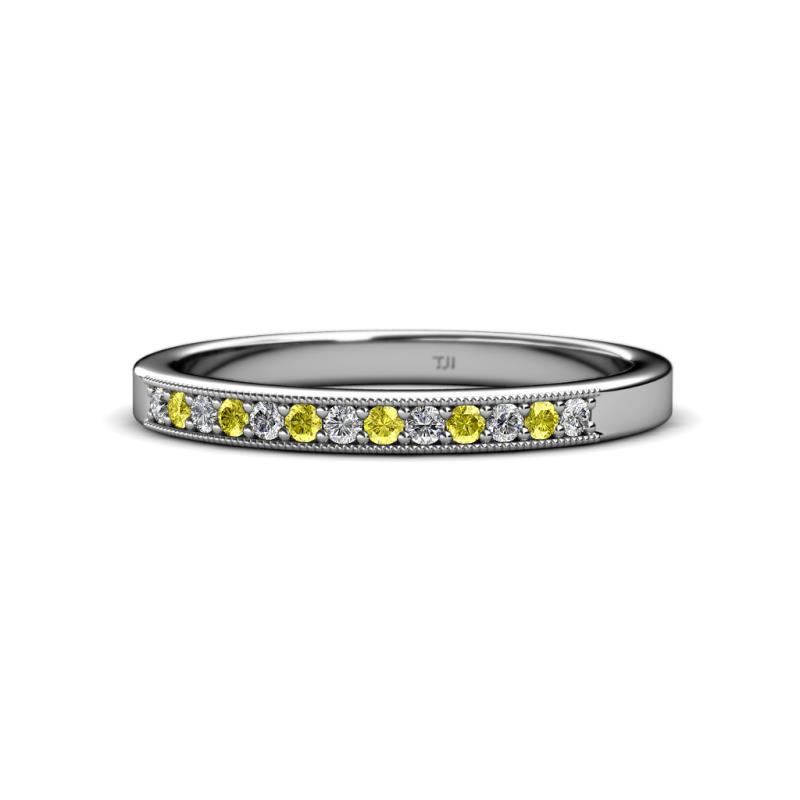 Janice Yellow and White Diamond Wedding Band 