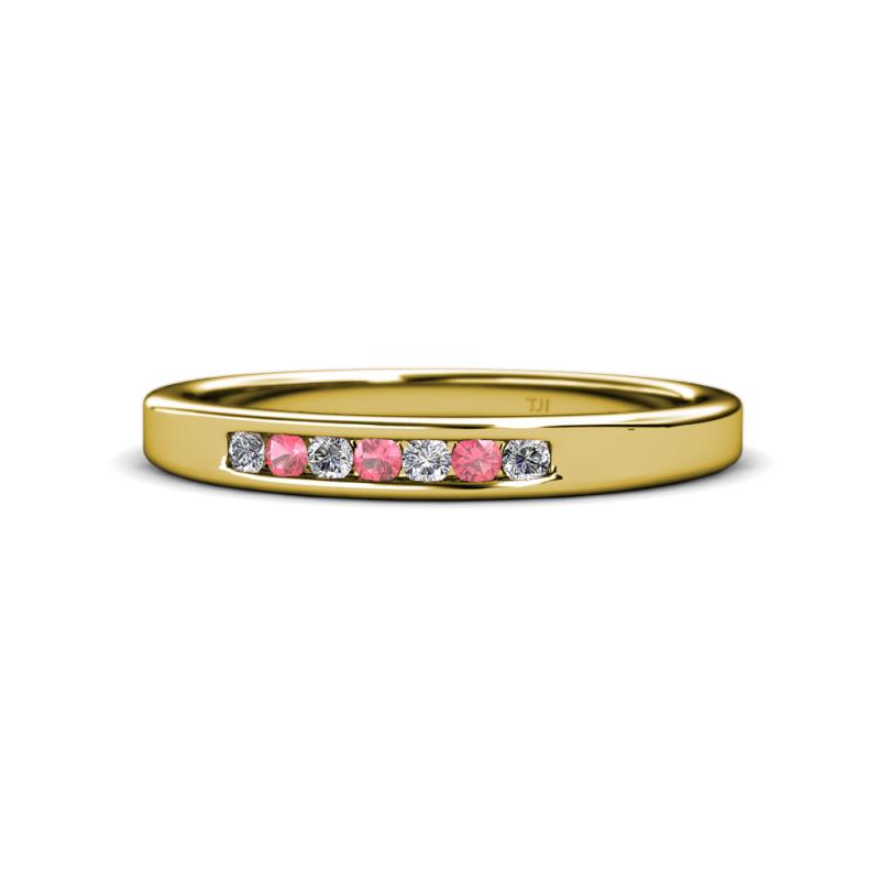 Kathiryn 2.00 mm Pink Tourmaline and Diamond 7 Stone Wedding Band 