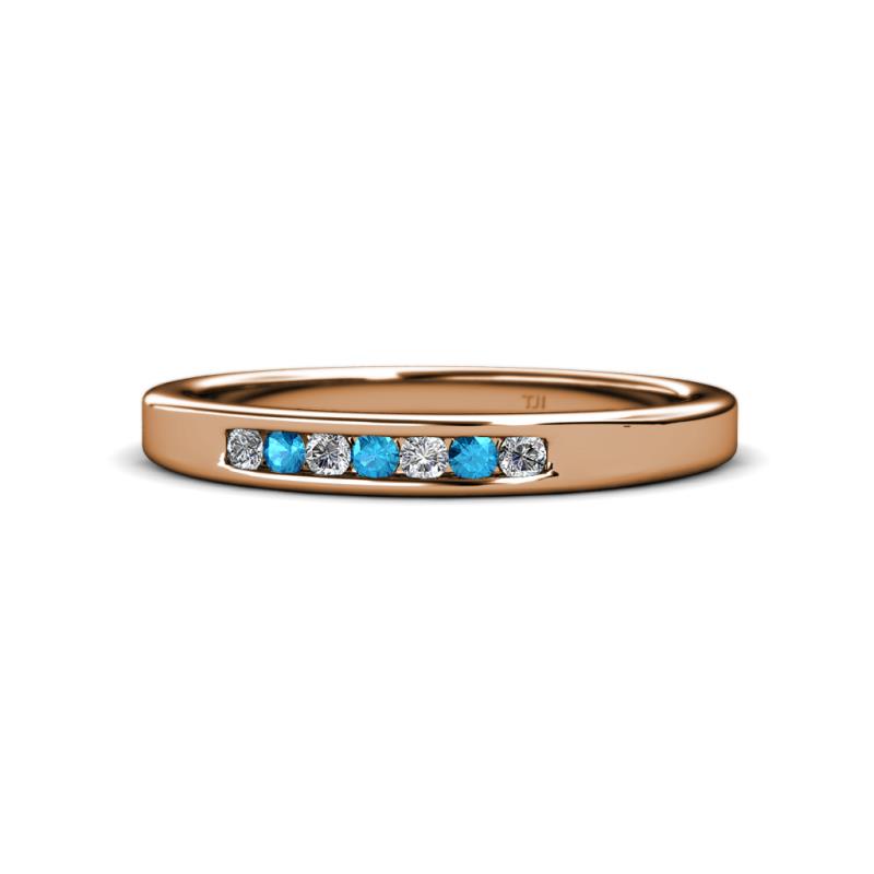 Kathiryn 2.00 mm London Blue Topaz and Diamond 7 Stone Wedding Band 