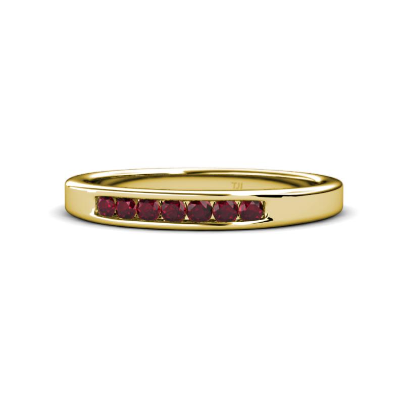 Kathiryn 2.40 mm Ruby 7 Stone Wedding Band 