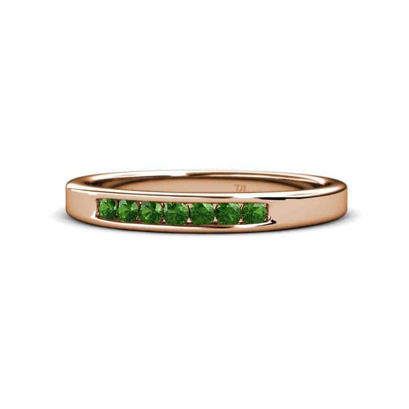 Kathiryn 2.40 mm Green Garnet 7 Stone Wedding Band 