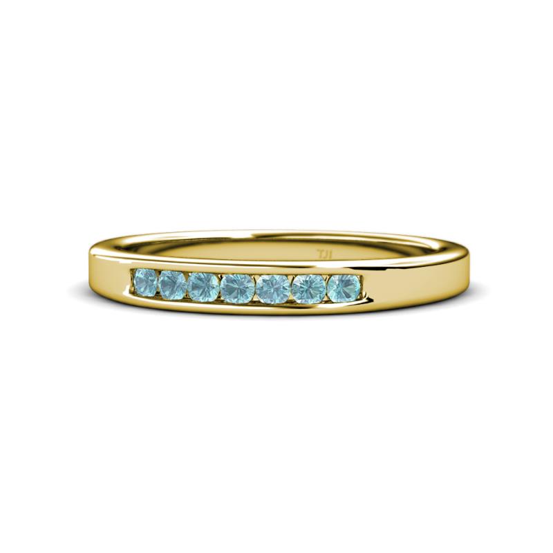 Kathiryn 2.40 mm Aquamarine 7 Stone Wedding Band 