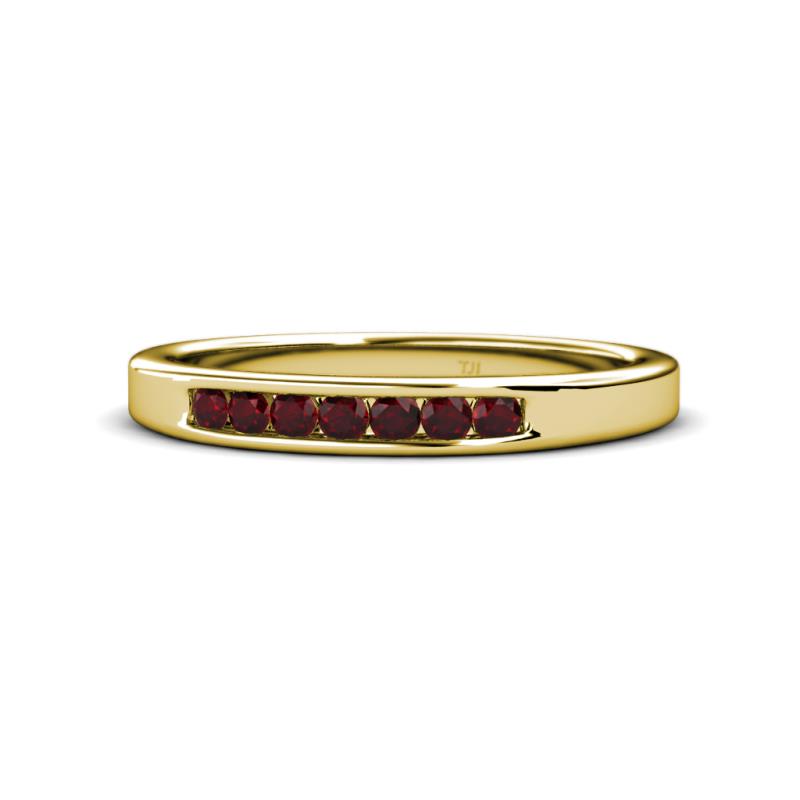 Kathiryn 2.40 mm Red Garnet 7 Stone Wedding Band 