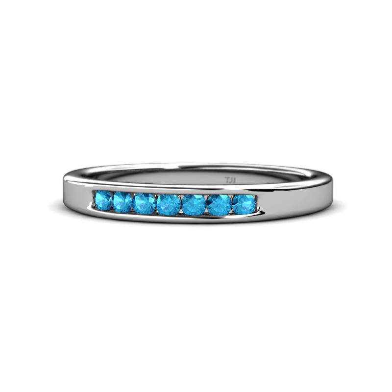 Kathiryn 2.40 mm London Blue Topaz 7 Stone Wedding Band 