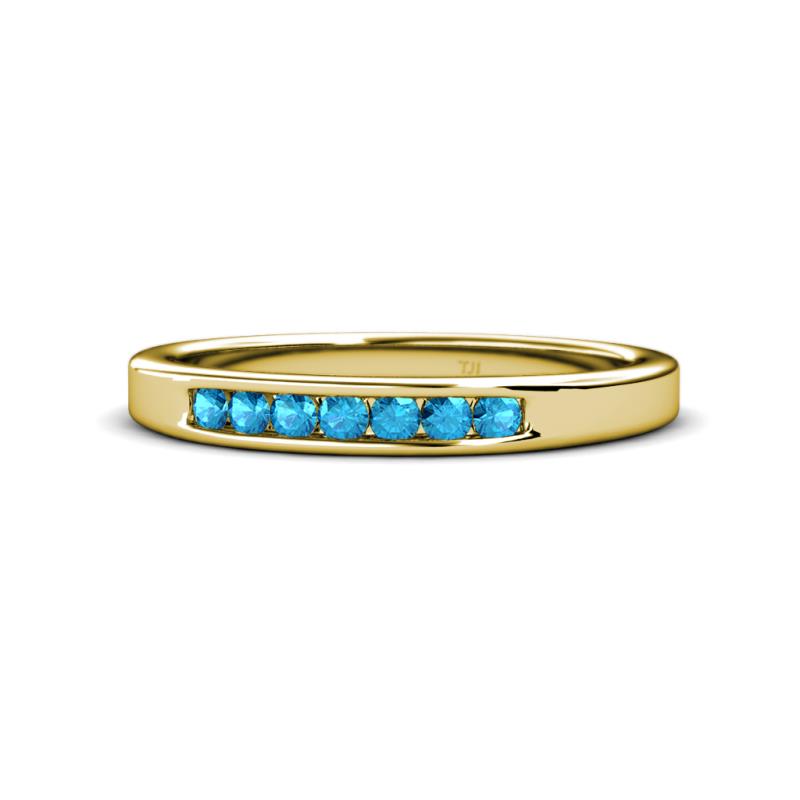 Kathiryn 2.40 mm London Blue Topaz 7 Stone Wedding Band 
