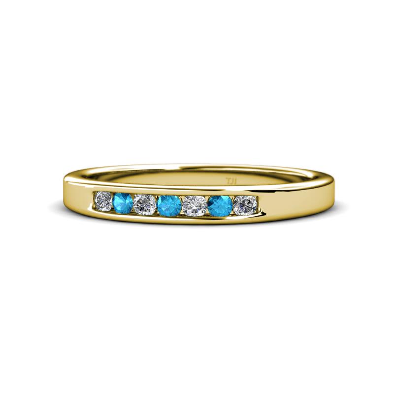 Kathiryn 2.40 mm London Blue Topaz and Diamond 7 Stone Wedding Band 