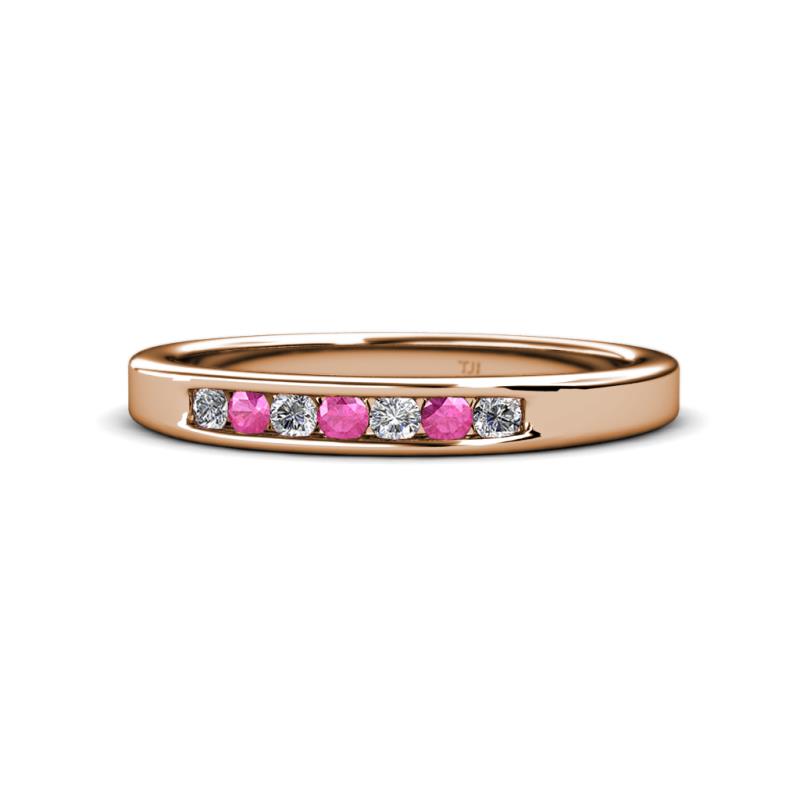 Kathiryn 2.40 mm Pink Sapphire and Diamond 7 Stone Wedding Band 