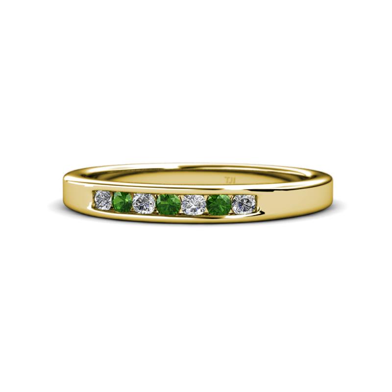 Kathiryn 2.40 mm Green Garnet and Diamond 7 Stone Wedding Band 