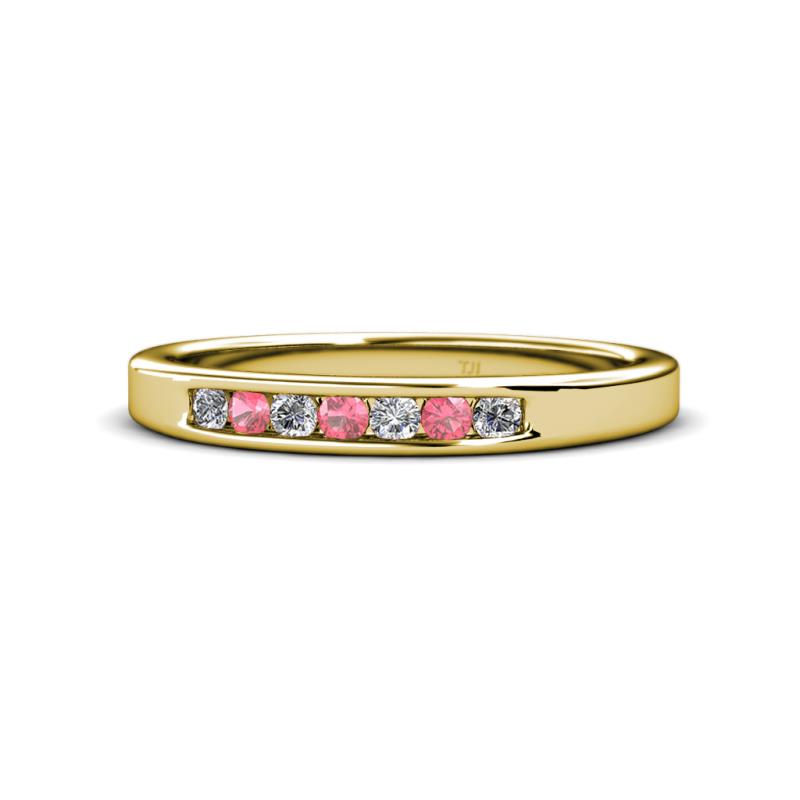 Kathiryn 2.40 mm Pink Tourmaline and Diamond 7 Stone Wedding Band 