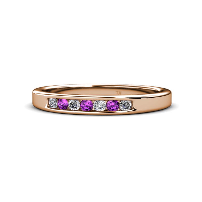 Kathiryn 2.40 mm Amethyst and Diamond 7 Stone Wedding Band 