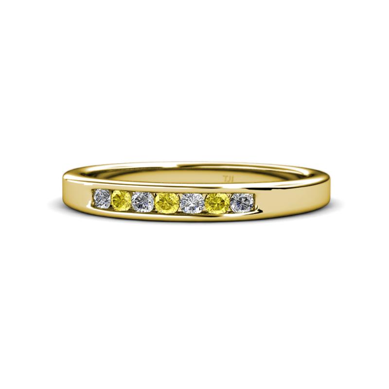 Kathiryn 2.40 mm Yellow Sapphire and Diamond 7 Stone Wedding Band 