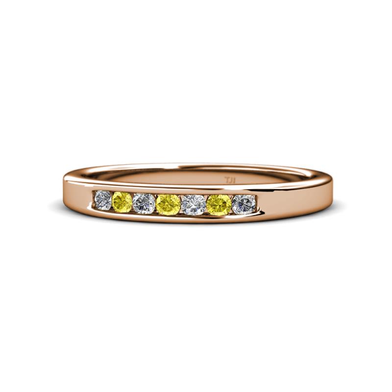 Kathiryn 2.40 mm Yellow Sapphire and Diamond 7 Stone Wedding Band 