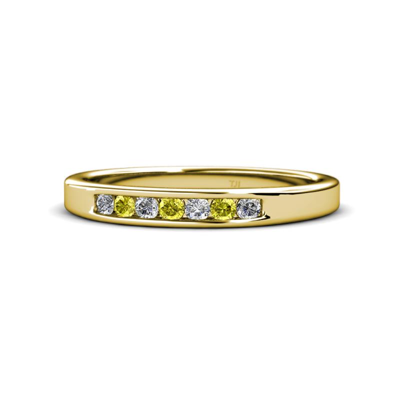 Kathiryn 2.40 mm Yellow and White Diamond 7 Stone Wedding Band 