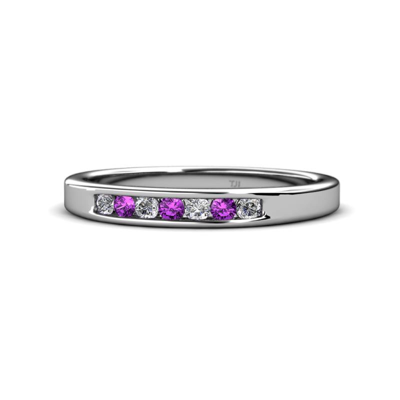Kathiryn 2.40 mm Amethyst and Diamond 7 Stone Wedding Band 