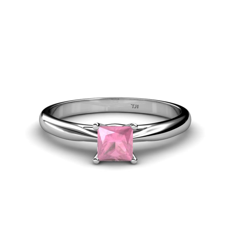 Celine Princess Cut Pink Tourmaline Solitaire Engagement Ring Princess Cut Pink Tourmaline Womens Solitaire Engagement Ring ct K White Gold