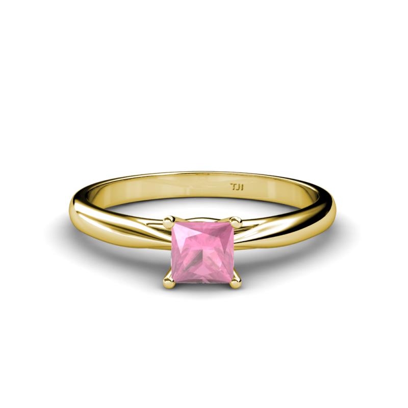 Celine Princess Cut Pink Tourmaline Solitaire Engagement Ring 