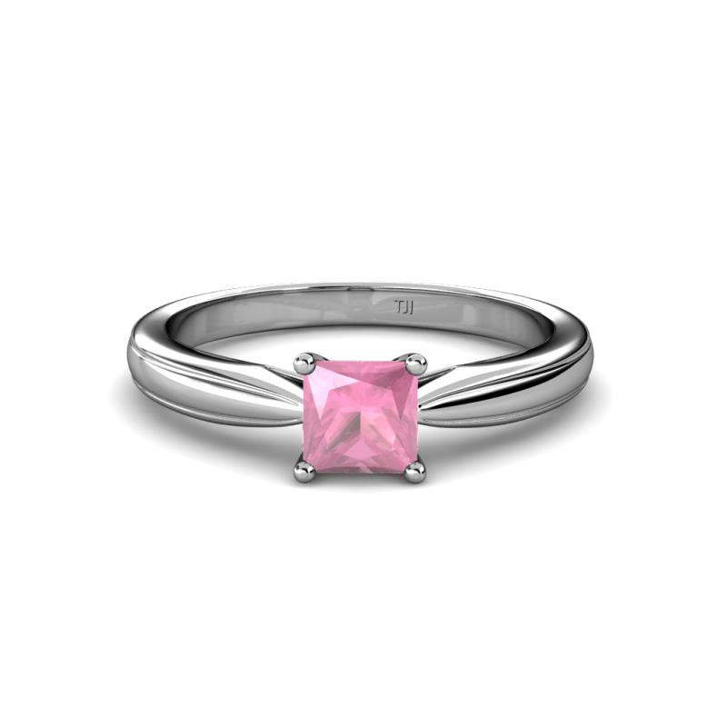 Adsila Princess Cut Pink Tourmaline Solitaire Engagement Ring Princess Cut Pink Tourmaline Womens Solitaire Engagement Ring ct K White Gold