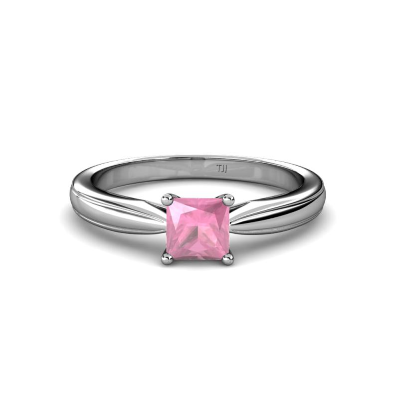 Adsila Princess Cut Pink Tourmaline Solitaire Engagement Ring 
