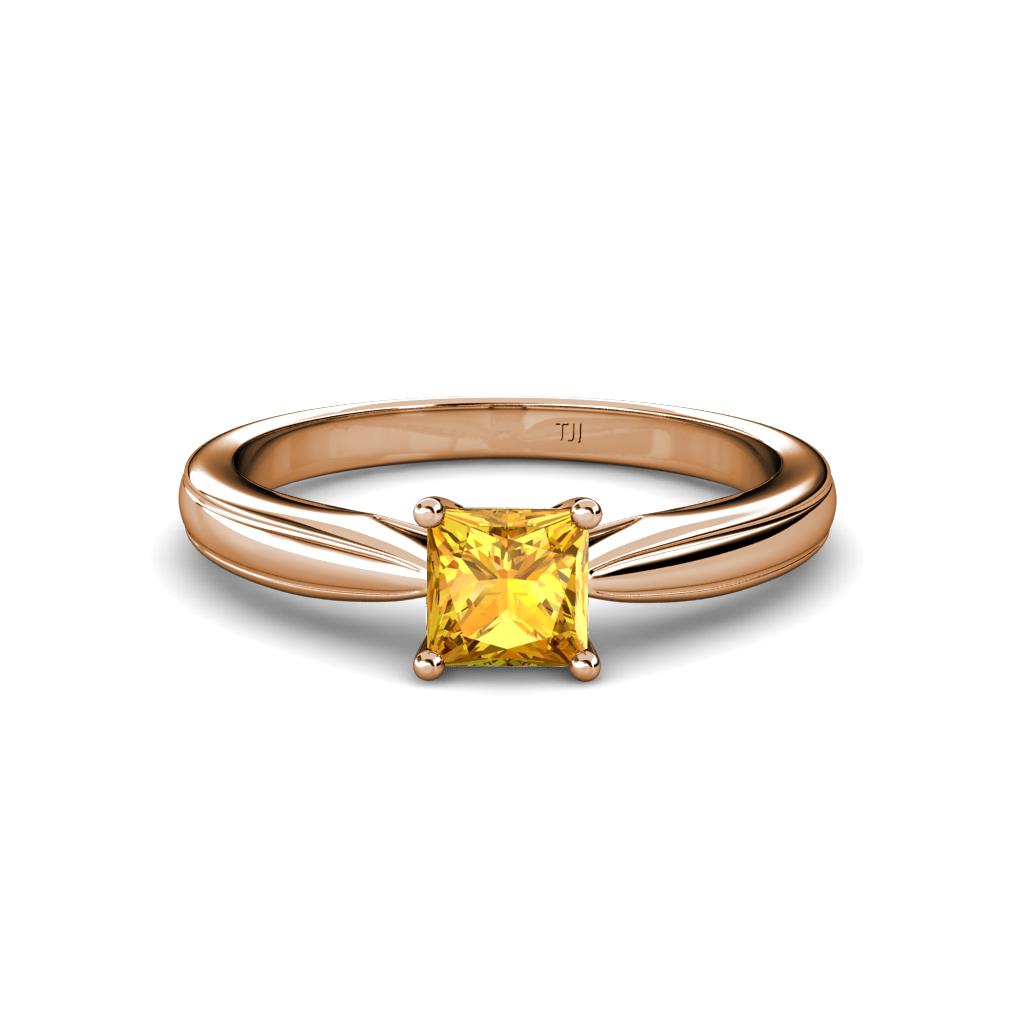 Adsila Princess Cut Citrine Solitaire Engagement Ring 