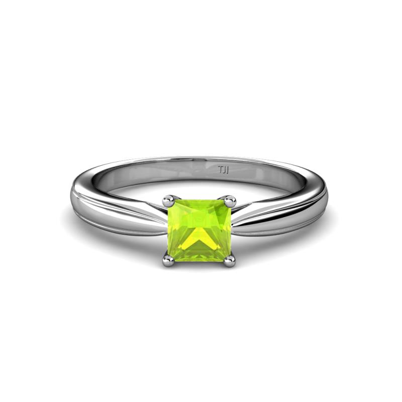 Adsila Princess Cut Peridot Solitaire Engagement Ring 