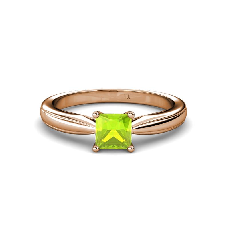 Adsila Princess Cut Peridot Solitaire Engagement Ring 