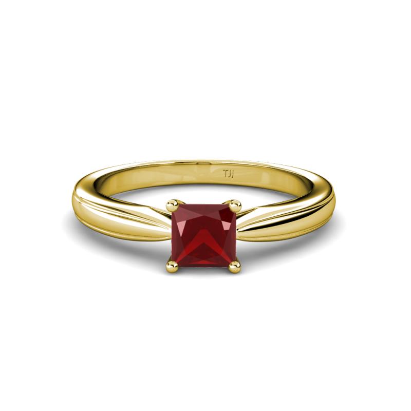 Adsila Princess Cut Red Garnet Solitaire Engagement Ring 