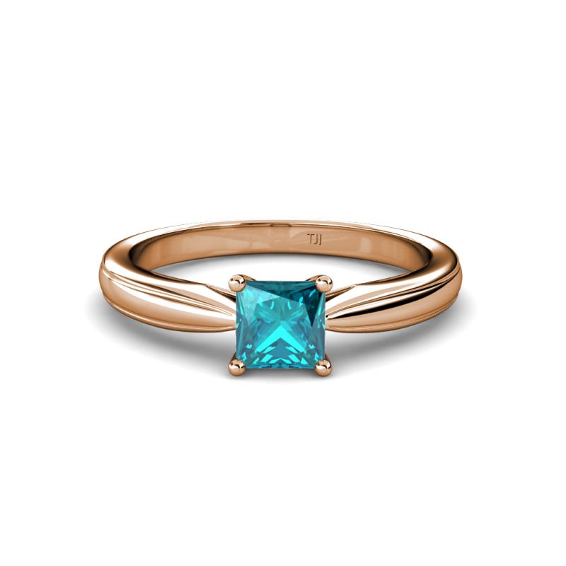 Adsila Princess Cut London Blue Topaz Solitaire Engagement Ring 