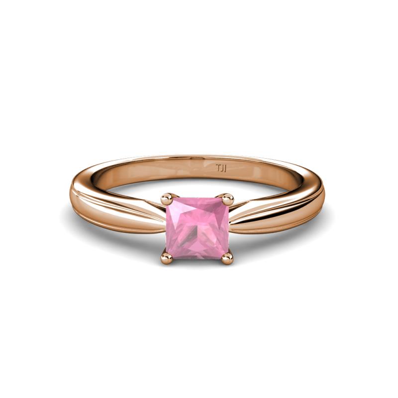 Adsila Princess Cut Pink Tourmaline Solitaire Engagement Ring 
