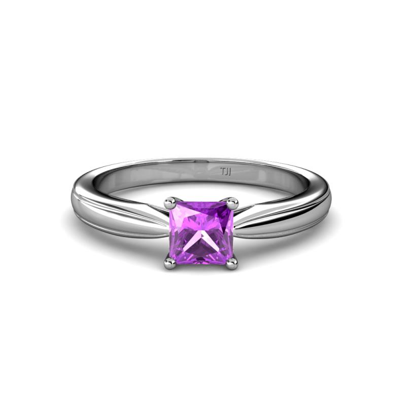 Adsila Princess Cut Amethyst Solitaire Engagement Ring 