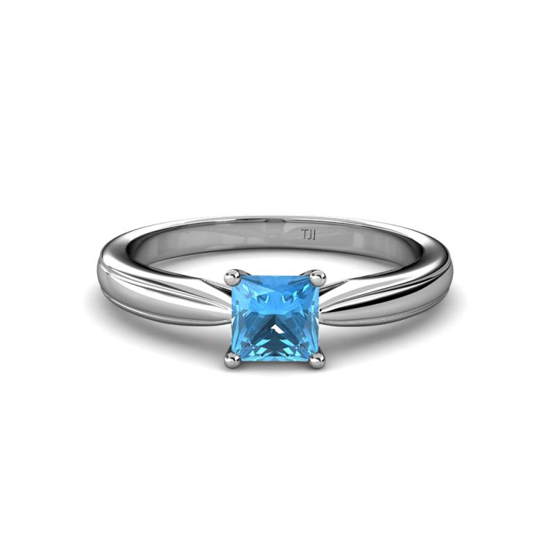 Adsila Princess Cut Blue Topaz Solitaire Engagement Ring 
