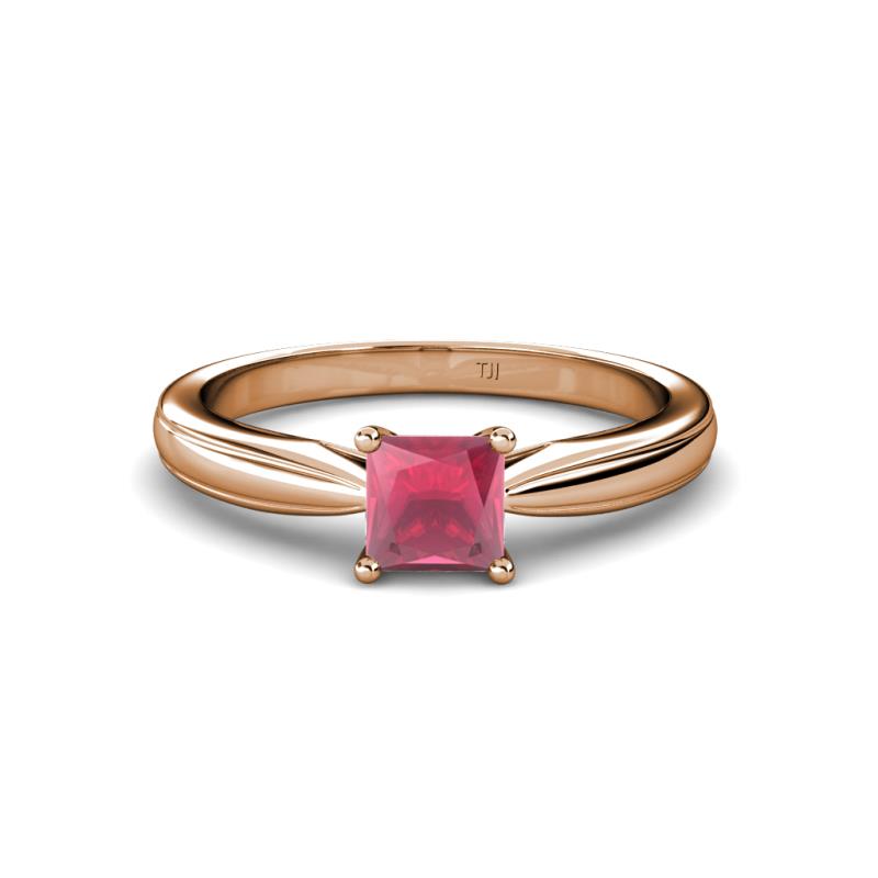 Adsila Princess Cut Rhodolite Garnet Solitaire Engagement Ring 
