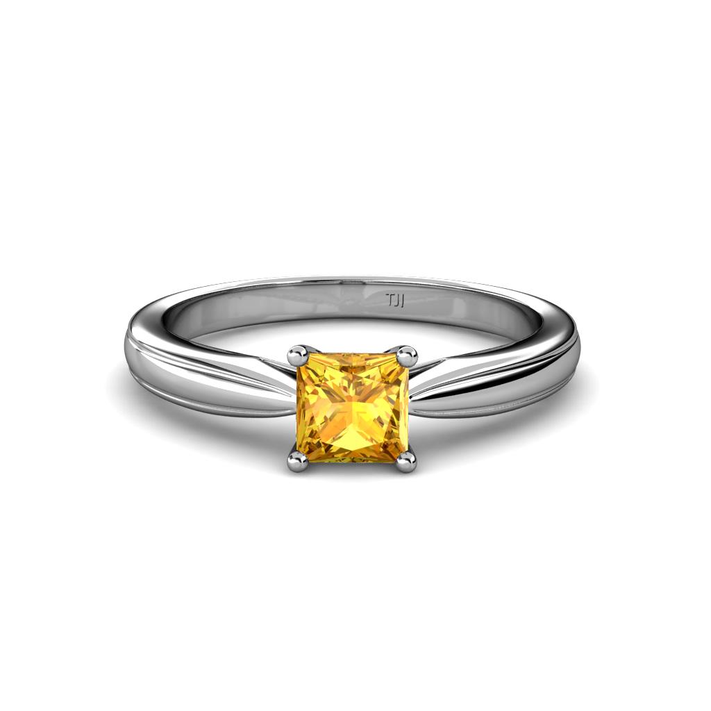 Adsila Princess Cut Citrine Solitaire Engagement Ring 