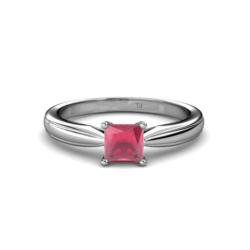 Adsila Princess Cut Rhodolite Garnet Solitaire Engagement Ring 