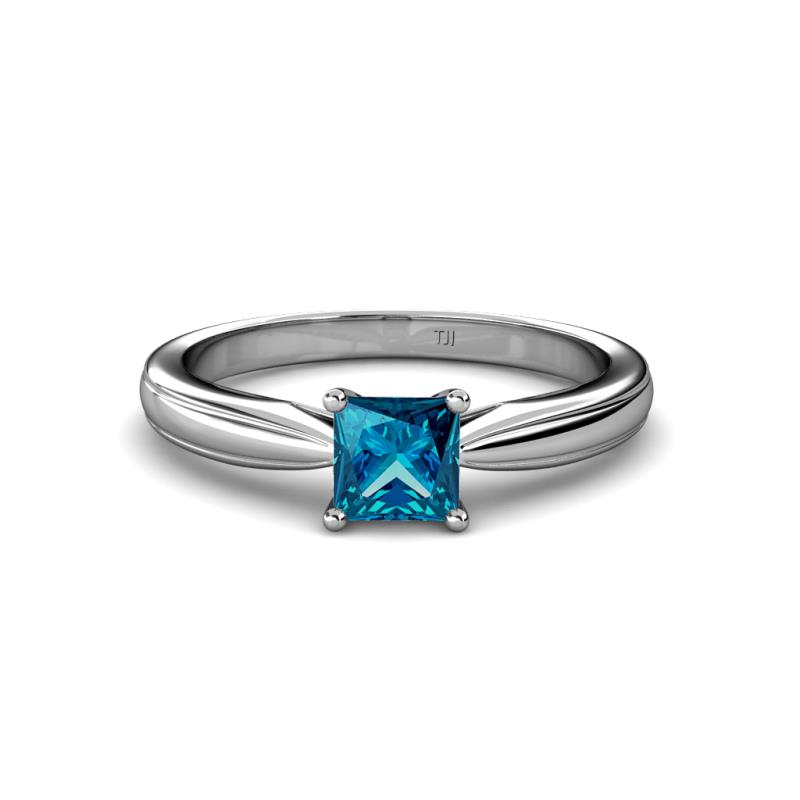 Adsila Princess Cut Blue Diamond Solitaire Engagement Ring 