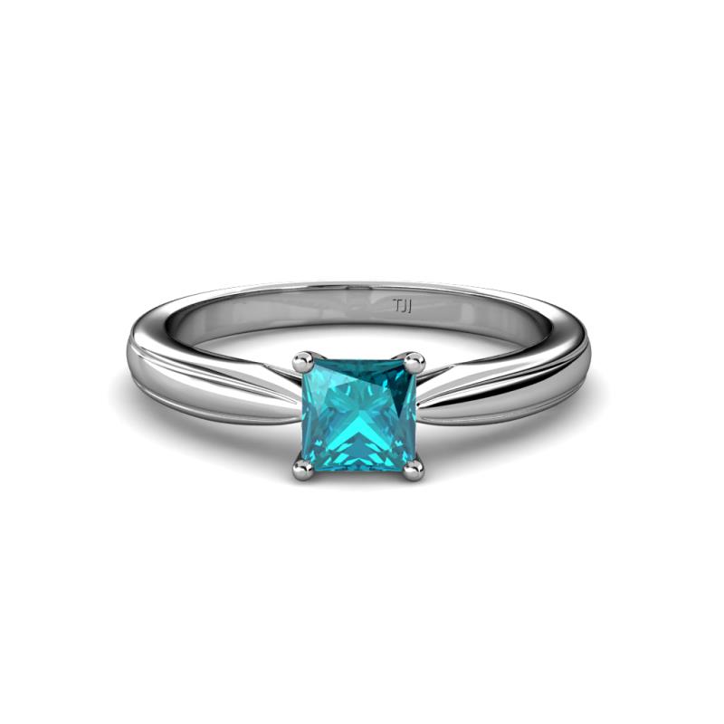 Adsila Princess Cut London Blue Topaz Solitaire Engagement Ring 