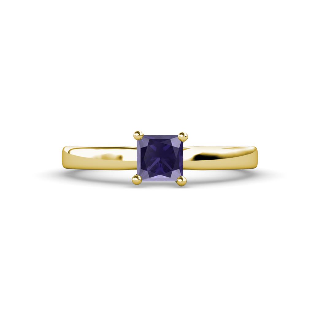Annora Princess Cut Iolite Solitaire Engagement Ring 