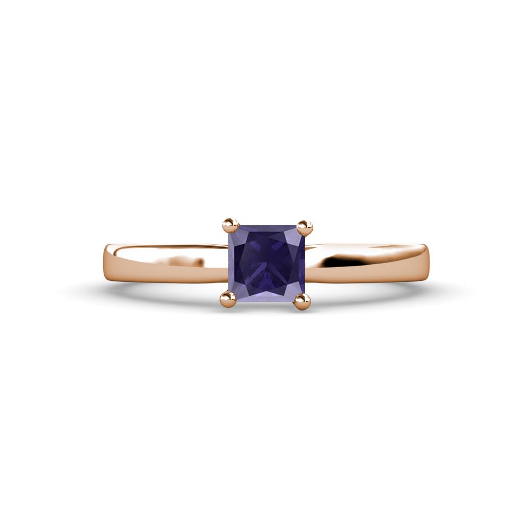 Annora Princess Cut Iolite Solitaire Engagement Ring 