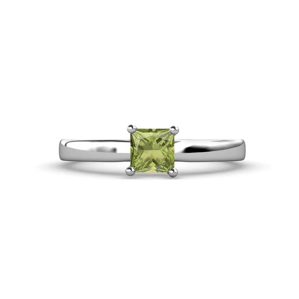 Annora Princess Cut Peridot Solitaire Engagement Ring 